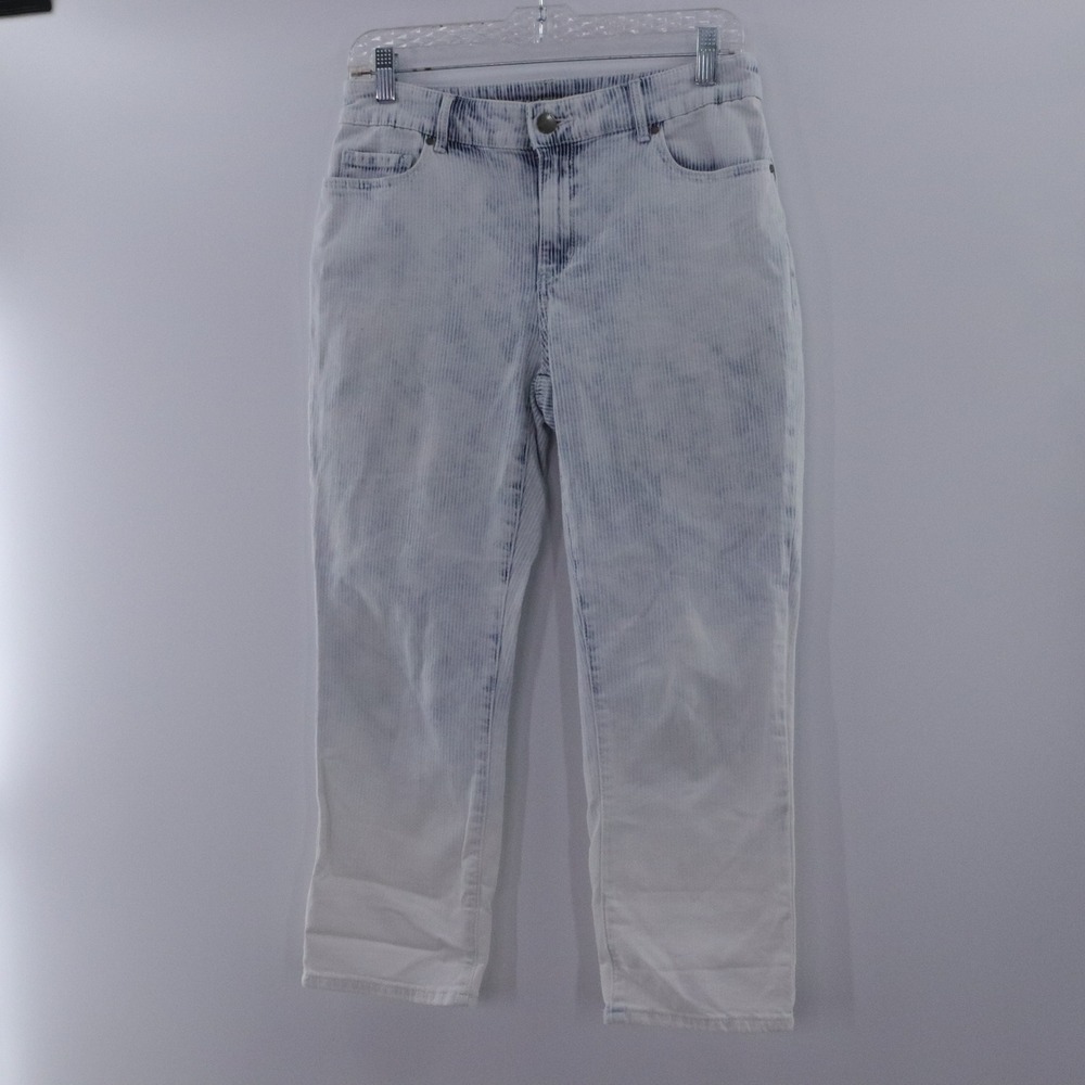 Chico's Platinum Women's Acid Wash‎ Straight Leg Jeans Crop 0 Small
